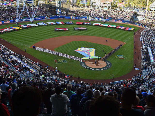 LOS ANGELES, CA - MARCH 22: General view of Dodger Stadium for the final game of the 2017 World Baseball Classic between Puerto Rico and the United States March 22, 2017 in Los Angeles, California.