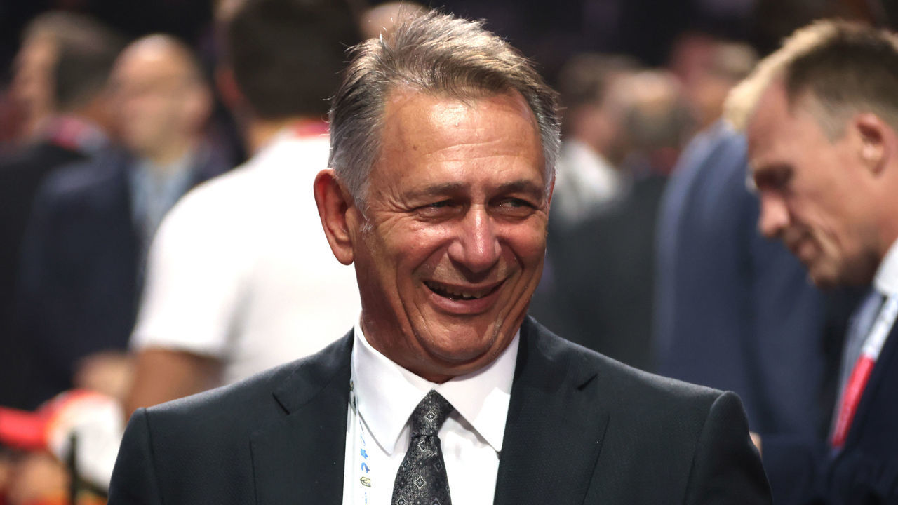 MONTREAL, QUEBEC - JULY 07: General manager Ken Holland of the Edmonton Oilers laughs on the draft floor prior to the first round of the 2022 Upper Deck NHL Draft at Bell Centre on July 07, 2022 in Montreal, Quebec.