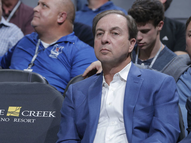 SACRAMENTO, CA - DECEMBER 14: Owner Joe Lacob of the Golden State Warriors attends the game against the Sacramento Kings on December 14, 2018 at Golden 1 Center in Sacramento, California. NOTE TO USER: User expressly acknowledges and agrees that, by downloading and or using this photograph, User is consenting to the terms and conditions of the Getty Images Agreement. Mandatory Copyright Notice: Copyright 2018 NBAE