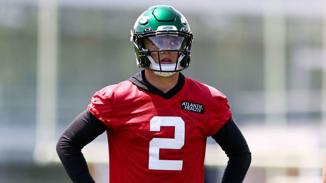 FLORHAM PARK, NJ - JUNE 15: Quarterback Zach Wilson #2 of the New York Jets during New York Jets mandatory minicamp at Atlantic Health Jets Training Center on June 15, 2022 in Florham Park, New Jersey.