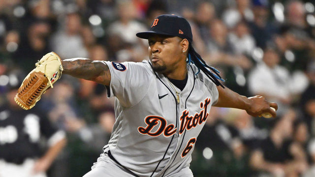 CHICAGO, IL - JULY 07: Gregory Soto #65 of the Detroit Tigers pitches against the Chicago White Sox at Guaranteed Rate Field on July 7, 2022 in Chicago, Illinois.
