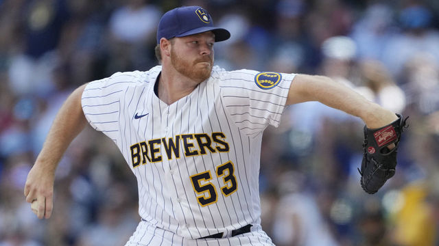 MILWAUKEE, WISCONSIN - JULY 09: Brandon Woodruff #53 of the Milwaukee Brewers pitches against the Pittsburgh Pirates in the first inning at American Family Field on July 09, 2022 in Milwaukee, Wisconsin.