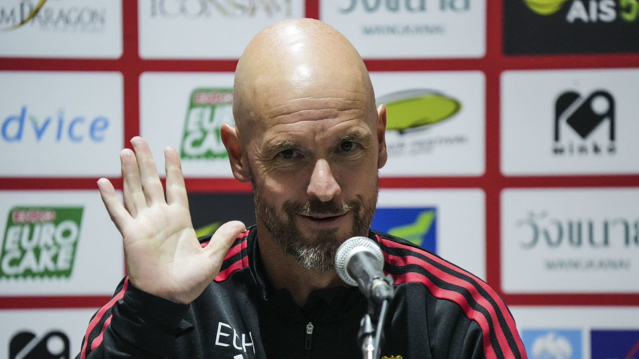 Manchester United's Dutch manager Erik Ten Hag of Manchester United during a press conference at Rajamangala National Stadium in Bangkok, Thailand, 11 July 2022.