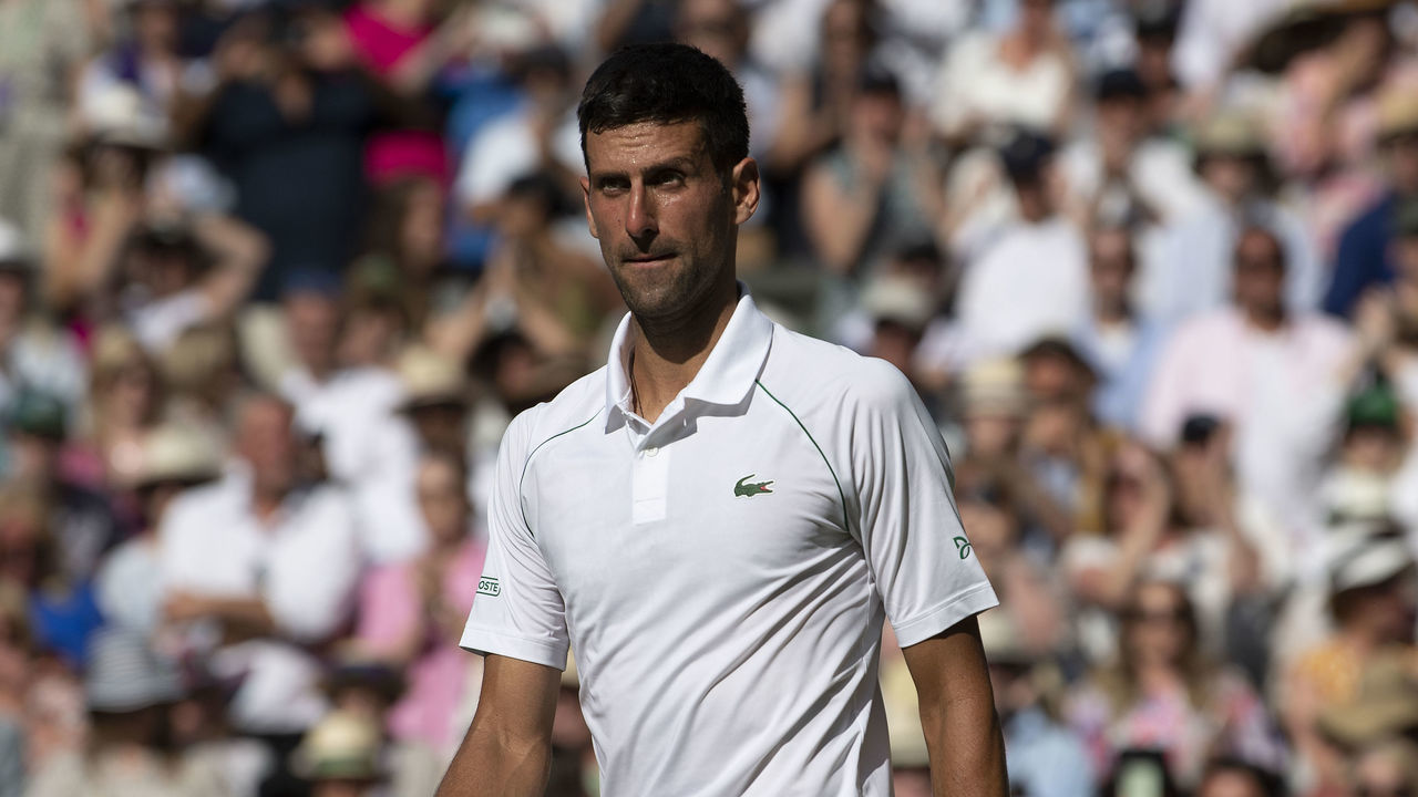 LONDON, ENGLAND - JULY 10: Novak Djokovic of Serbia celebrates victory after his match against Nick Kyrgios of Australia during their Men's Singles Final match on day fourteen of The Championships Wimbledon 2022 at All England Lawn Tennis and Croquet Club on July 10, 2022 in London, England.