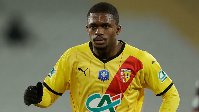 LENS, FRANCE - JANUARY 30: Cheick Doucoure of RC Lens during the French Coupe de France match between RC Lens v AS Monaco at the Stade Bollaert Delelis on January 30, 2022 in Lens France