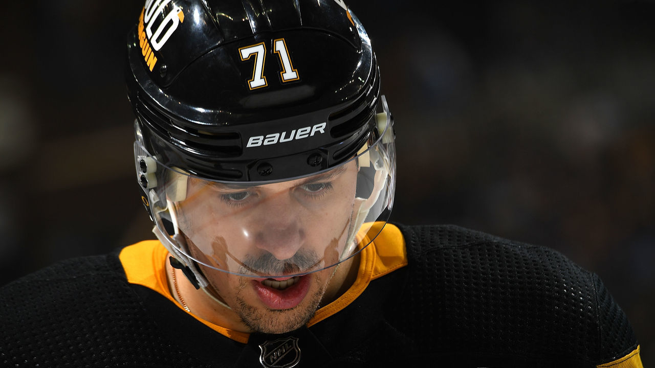 PITTSBURGH, PA - MAY 13: Evgeni Malkin #71 of the Pittsburgh Penguins skates against the New York Rangers in Game Six of the First Round of the 2022 Stanley Cup Playoffs at PPG PAINTS Arena on May 13, 2022 in Pittsburgh, Pennsylvania.