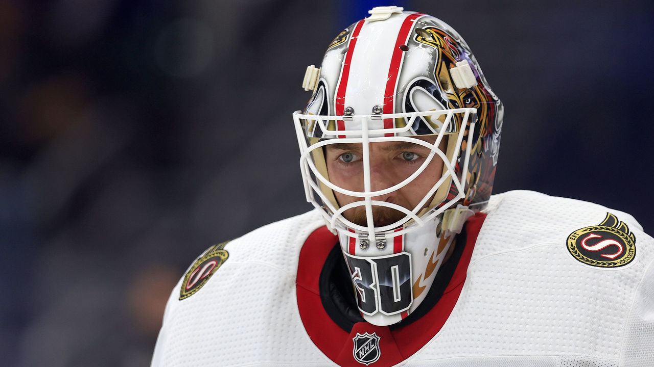 TAMPA, FLORIDA - MARCH 01: Matt Murray #30 of the Ottawa Senators looks on during a game against the Tampa Bay Lightning at Amalie Arena on March 01, 2022 in Tampa, Florida.