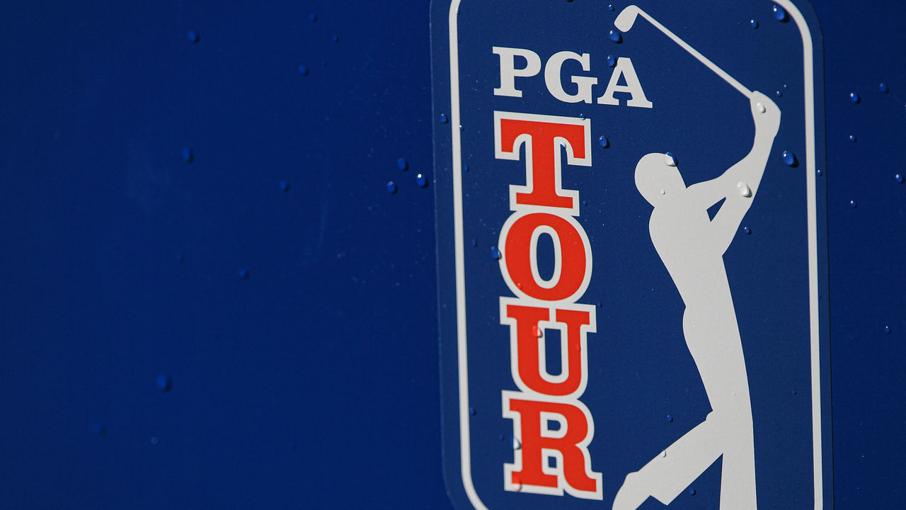 SAN DIEGO, CA - JANUARY 29: PGA TOUR logo is seen during the second round of the Farmers Insurance Open at Torrey Pines South on January 29, 2021 in San Diego, California.