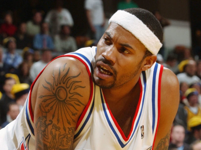 INDIANAPOLIS - DECEMBER 25: Rasheed Wallace #36 of the Detroit Pistons looks on against the Indiana Pacers during the game at Conseco Fieldhouse on December 25, 2004 in Indianapolis, Indiana. The Pistons won 98-93. NOTE TO USER: User expressly acknowledges and agrees that, by downloading and/or using this Photograph, user is consenting to the terms and conditions of the Getty Images License Agreement. Mandatory Copyright Notice: Copyright 2004 NBAE