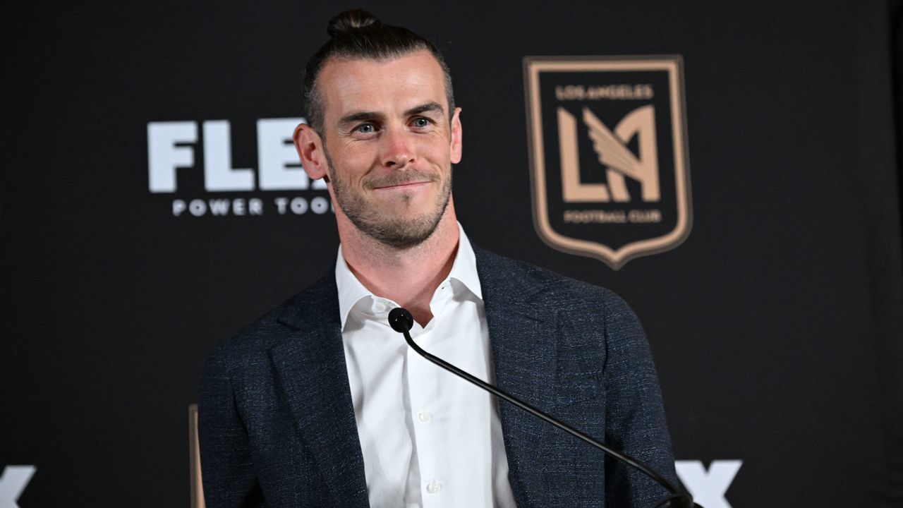 Welsh soccer player Gareth Bale is welcomed to Major League Soccer's Los Angeles Football Club (LAFC) during a press conference at the Banc of California Stadium, in Los Angeles, California, on July 11, 2022.