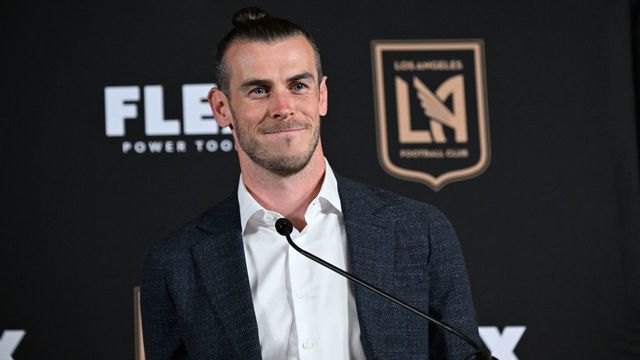 Welsh soccer player Gareth Bale is welcomed to Major League Soccer's Los Angeles Football Club (LAFC) during a press conference at the Banc of California Stadium, in Los Angeles, California, on July 11, 2022.