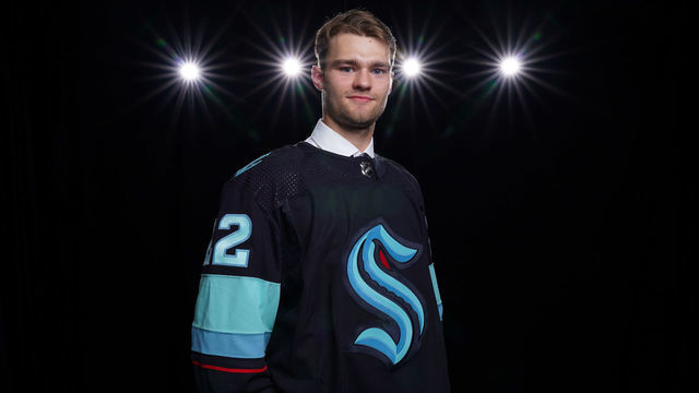MONTREAL, QUEBEC - JULY 07: Shane Wright poses for a portrait after being selected fourth overall by the Seattle Kraken during the 2022 Upper Deck NHL Draft at Bell Centre on July 07, 2022 in Montreal, Quebec.