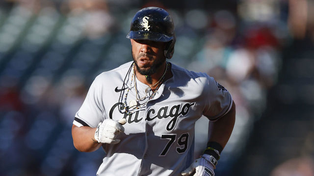 CLEVELAND, OH - JULY 12: Jose Abreu #79 of the Chicago White Sox rounds the bases on his two-run home run off Konnor Pilkington of the Cleveland Guardians during the first inning of game two of a doubleheader at Progressive Field on July 12, 2022 in Cleveland, Ohio.