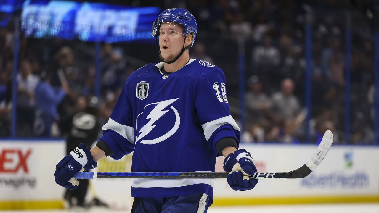 TAMPA, FL - JUNE 26: Ondrej Palat #18 of the Tampa Bay Lightning skates against the Colorado Avalanche during first period in Game Six of the 2022 Stanley Cup Final at Amalie Arena on June 26, 2022 in Tampa, Florida.