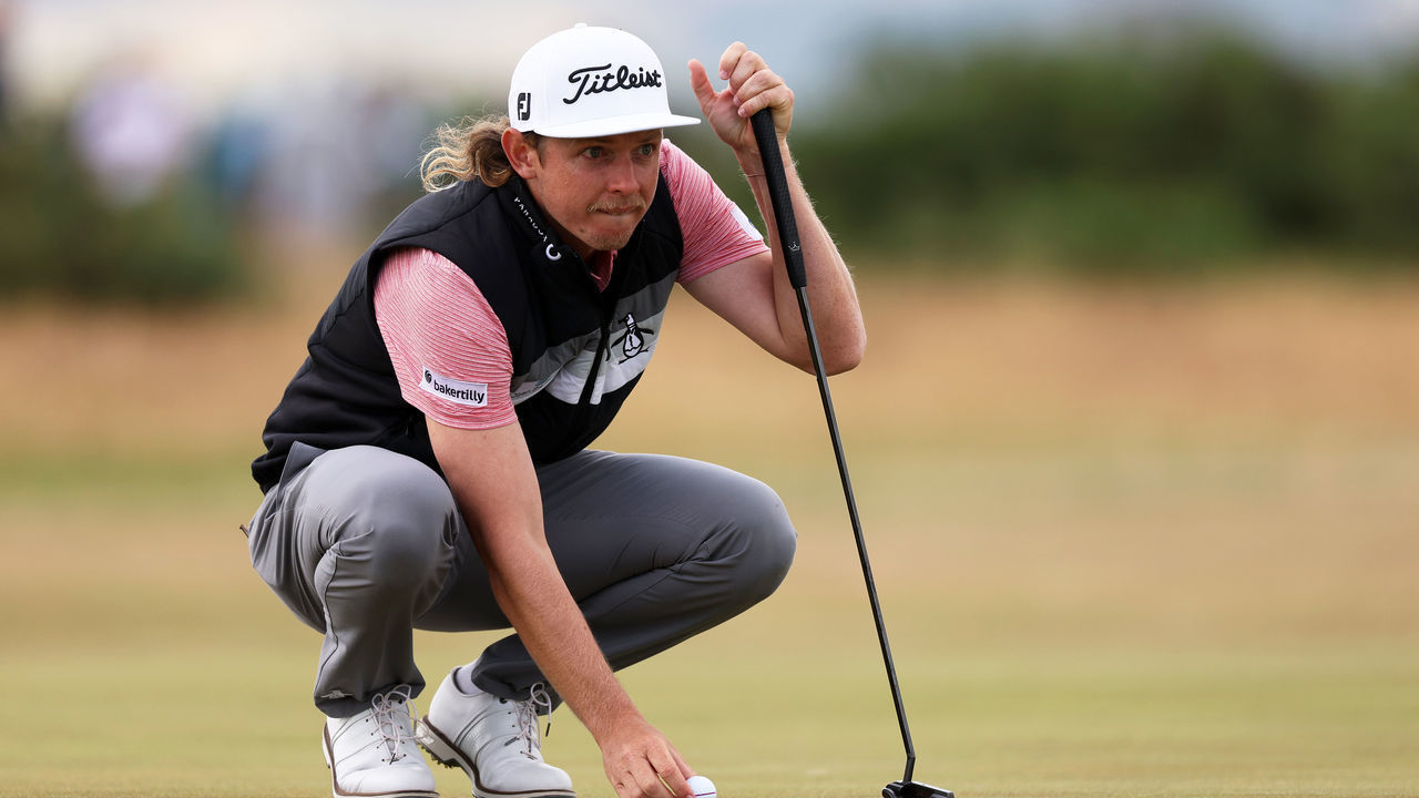 ST ANDREWS, SCOTLAND - JULY 15: Cameron Smith of Australia lines up a putt during Day Two of The 150th Open at St Andrews Old Course on July 15, 2022 in St Andrews, Scotland.