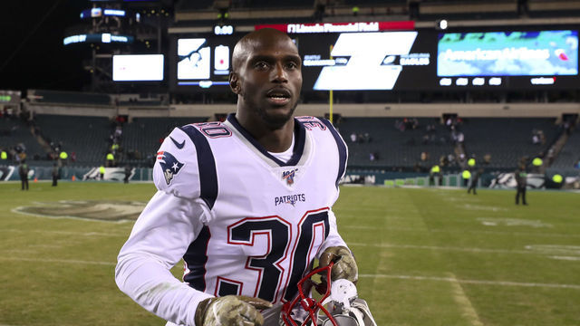 PHILADELPHIA, PA - NOVEMBER 17: Jason McCourty #30 of the New England Patriots runs off the field after the game against the Philadelphia Eagles at Lincoln Financial Field on November 17, 2019 in Philadelphia, Pennsylvania.