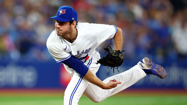 TORONTO, ON - JULY 12: Jordan Romano #68 of the Toronto Blue Jays delivers a pitch against the Philadelphia Phillies at Rogers Centre on July 12, 2022 in Toronto, Ontario, Canada.