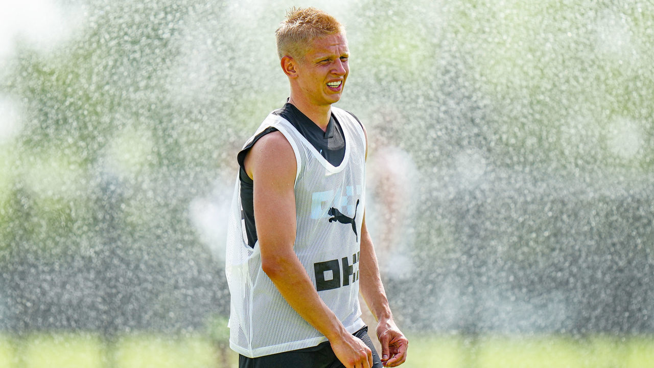HOUSTON, TX - JULY 17: Manchester City's Oleksandr Zinchenko in action during training at Houston Sports Park on July 17, 2022 in Houston, Texas.