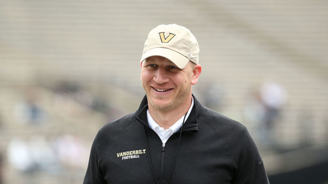 NASHVILLE, TN - APRIL 16: Vanderbilt Commodores head coach Clark Lea during the Vanderbilt Commodores Black and Gold Spring Game, April 16, 2022, at Vanderbilt Stadium in Nashville, Tennessee.