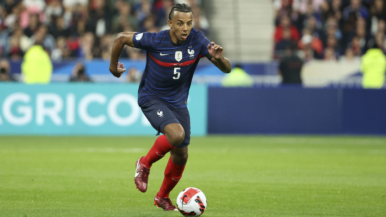 PARIS, FRANCE - JUNE 3: Jules Kounde of France during the UEFA Nations League League A Group 1 match between France and Denmark at Stade de France on June 3, 2022 in Saint-Denis near Paris, France.