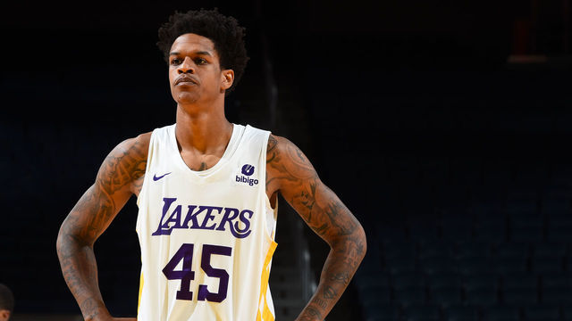 SAN FRANCISCO, CA - JULY 5: Shareef O'Neal #45 of the Los Angeles Lakers looks on against the Sacramento Kings during the 2022 California Classic on July 5, 2022 at Chase Center in San Francisco, California. NOTE TO USER: User expressly acknowledges and agrees that, by downloading and or using this photograph, user is consenting to the terms and conditions of Getty Images License Agreement. Mandatory Copyright Notice: Copyright 2022 NBAE