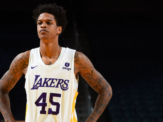 SAN FRANCISCO, CA - JULY 5: Shareef O'Neal #45 of the Los Angeles Lakers looks on against the Sacramento Kings during the 2022 California Classic on July 5, 2022 at Chase Center in San Francisco, California. NOTE TO USER: User expressly acknowledges and agrees that, by downloading and or using this photograph, user is consenting to the terms and conditions of Getty Images License Agreement. Mandatory Copyright Notice: Copyright 2022 NBAE