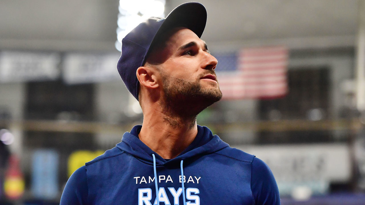 ST PETERSBURG, FLORIDA - JULY 15: Kevin Kiermaier#39 of the Tampa Bay Rays looks on during a game against the Baltimore Orioles at Tropicana Field on July 15, 2022 in St Petersburg, Florida.