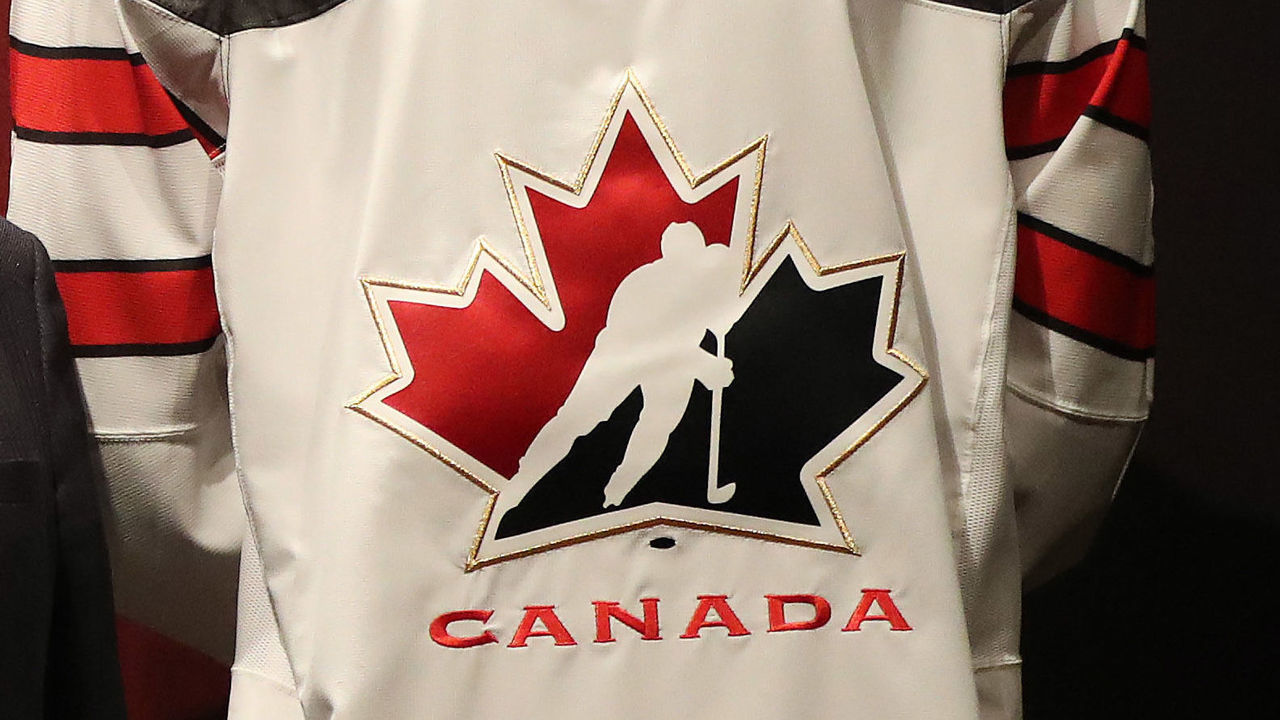 TORONTO, ON- AUGUST 2 - Head of Hockey Canada Thomas "Tom" Renney shows off the new Team Canada Jersey. Rows of Maple Leaf icons fill the jersey's shoulder caps. The jersey also sports the Canada 150 logo. The Jersey is made with ripstop fabric to resist ripping. Nike unveils a new hockey jersey design for the National Team programs leading into the World Cup of Hockey in Toronto. August 2, 2016. (Steve Russell/Toronto Star via Getty Images)