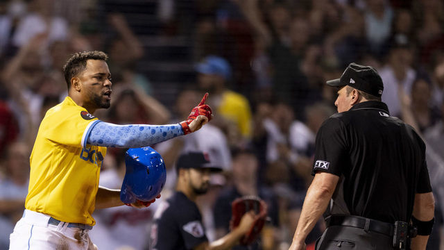 BOSTON, MA - JULY 26: Xander Bogaerts #2 of the Boston Red Sox reacts after being tagged out while attempting to score during the third inning against the Cleveland Guardians on July 26, 2022 at Fenway Park in Boston, Massachusetts.