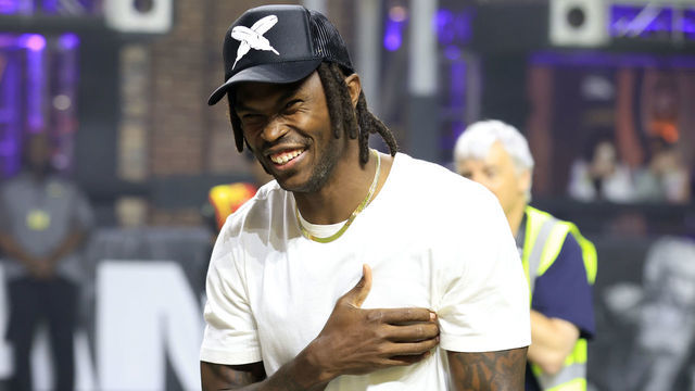 ATLANTA, GEORGIA - MAY 07: Julio Jones attends the game between the Zappers and Beasts during Fan Controlled Football Season v2.0 - Week Four on May 07, 2022 in Atlanta, Georgia.