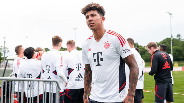 MUNICH, GERMANY - JULY 04: Chris Richards of FC Bayern Munich during a training session of FC Bayern München at Saebener Strasse training ground on July 04, 2022 in Munich, Germany.