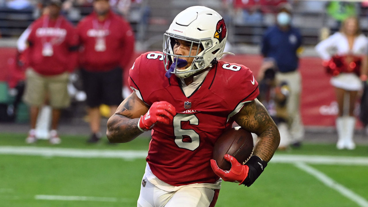 James Conner of the Arizona Cardinals carries the ball into the News  Photo - Getty Images