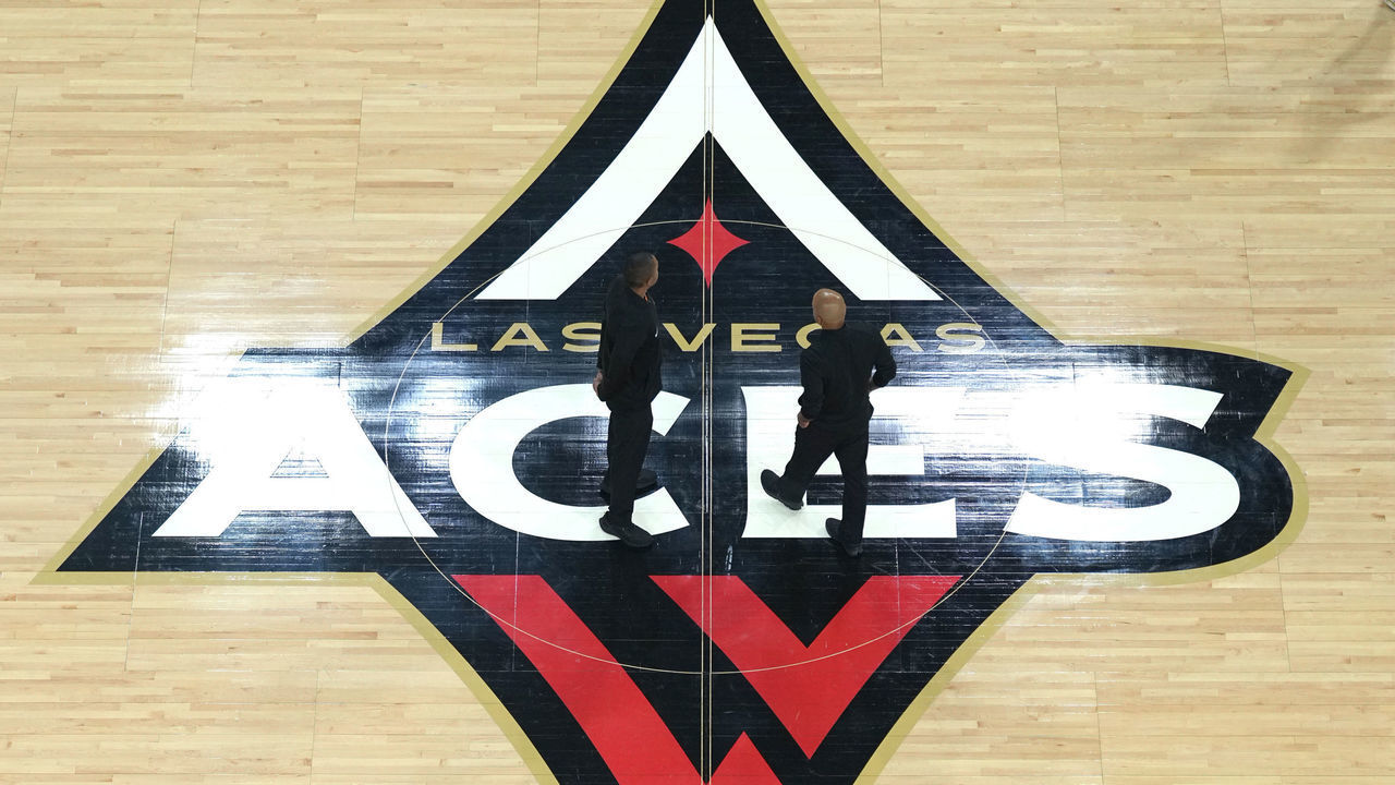 LAS VEGAS, NV - JUNE 21: A general shot of the WNBA Changemakers floor signage on court during the game between the Las Vegas Aces and the Chicago Sky on June 21, 2022 at Michelob ULTRA Arena in Las Vegas, Nevada. Mandatory Copyright Notice: Copyright 2022 NBAE