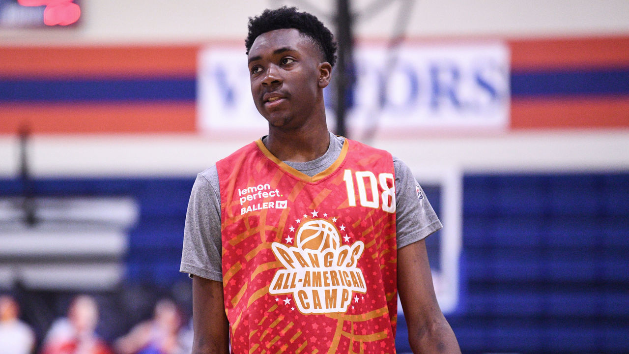 LAS VEGAS, NV - JUNE 07: Xavier Booker looks on during the Pangos All-American Camp on June 7, 2022 at the Bishop Gorman High School in Las Vegas, NV.