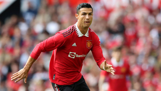 MANCHESTER, ENGLAND - JULY 31: Christiano Ronaldo of Manchester United during the Pre-Season Friendly match between Manchester United and Rayo Vallecano at Old Trafford on July 31, 2022 in Manchester, England.