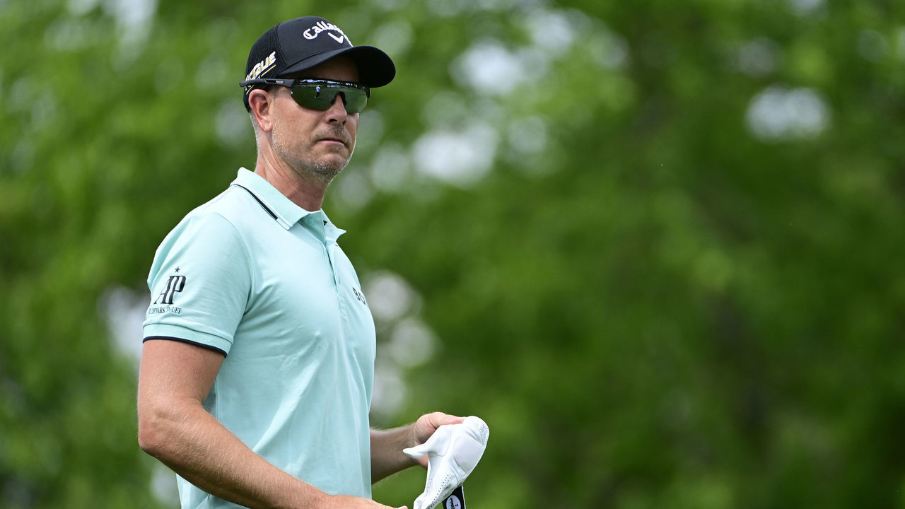 BEDMINSTER, NEW JERSEY - JULY 31: Henrik Stenson of Majesticks GC looks on from the seventh hole during day three of the LIV Golf Invitational - Bedminster at Trump National Golf Club Bedminster on July 31, 2022 in Bedminster, New Jersey.