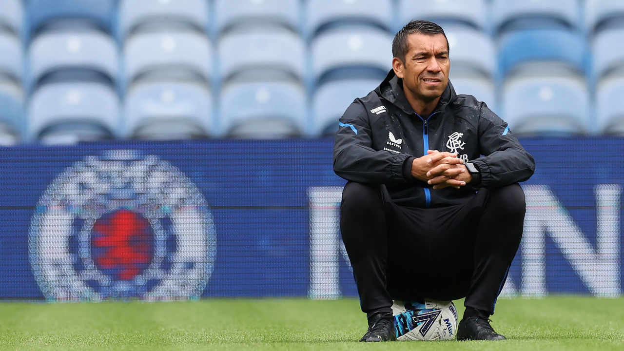 GLASGOW, SCOTLAND - JULY 25: Rangers manager Giovanni van Bronckhorst is seen during a My Gers Open Training Session at Ibrox Stadium on July 25, 2022 in Glasgow, Scotland.
