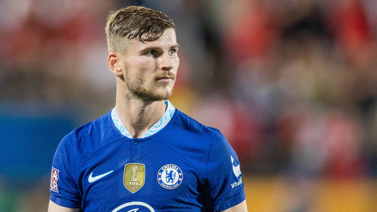 ORLANDO, FL - JULY 23: Timo Werner (11) of Chelsea during a game between Arsenal FC and Chelsea FC at Camping World on July 23, 2022 in Orlando, Florida.