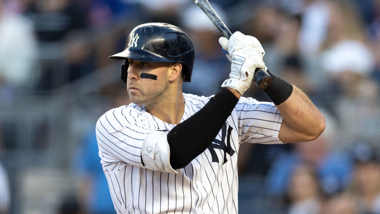 NEW YORK, NEW YORK - JUNE 28: Joey Gallo #13 of the New York Yankees at bat during the second inning of the game against the Oakland Athletics at Yankee Stadium on June 28, 2022 in New York City.