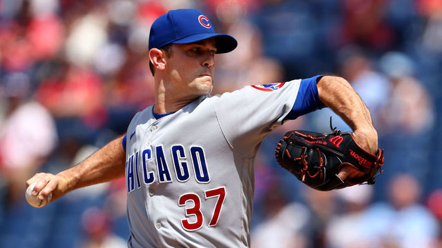 PHILADELPHIA, PA - JULY 24: David Robertson #37 of the Chicago Cubs in action during a game against the Philadelphia Phillies at Citizens Bank Park on July 24, 2022 in Philadelphia, Pennsylvania. The Cubs defeated the Phillies 4-3.