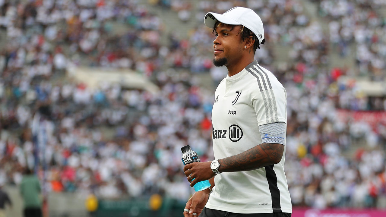 PASADENA, CA - JULY 30: Weston McKennie #14 of Juventus FC attends the preseason friendly match between Real Madrid and Juventus FC at Rose Bowl on July 30, 2022 in Pasadena, California.