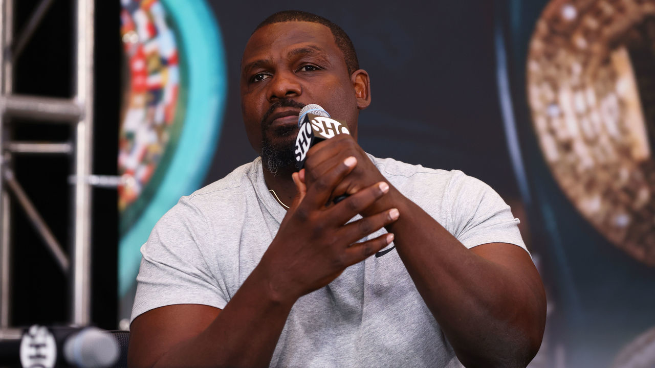 NEW YORK, NEW YORK - JULY 12: Hasim Rahman Sr. answers questions from the media during a press conference at Madison Square Garden on July 12, 2022 in New York City.