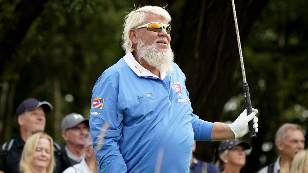 UTTOXETER, ENGLAND - JULY 29: John Daly of United States in action during Day One of The JCB Championship at JCB Golf & Country Club on July 29, 2022 in Uttoxeter, England.