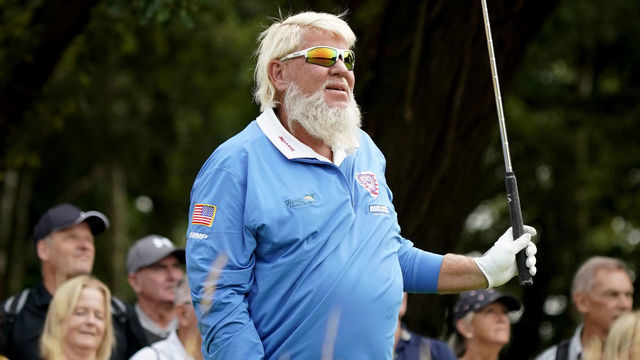 UTTOXETER, ENGLAND - JULY 29: John Daly of United States in action during Day One of The JCB Championship at JCB Golf & Country Club on July 29, 2022 in Uttoxeter, England.