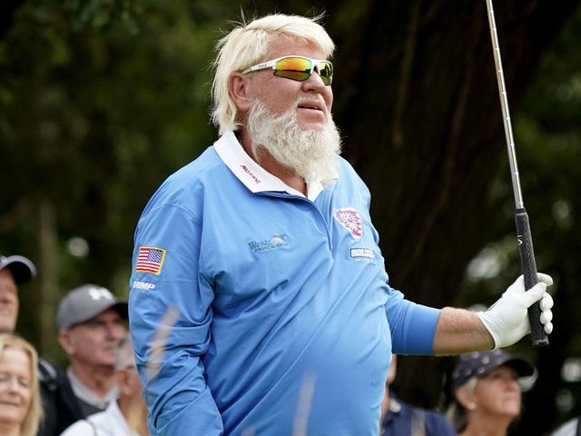 UTTOXETER, ENGLAND - JULY 29: John Daly of United States in action during Day One of The JCB Championship at JCB Golf & Country Club on July 29, 2022 in Uttoxeter, England.
