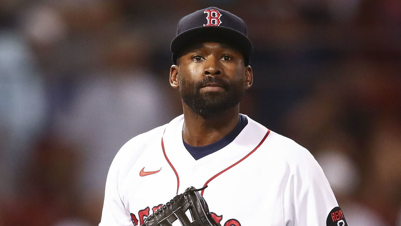 BOSTON, MA - JULY 08: Jackie Bradley Jr. #19 of the Boston Red Sox looks on in the ninth inning of a game against the New York Yankees at Fenway Park on July 8, 2022 in Boston, Massachusetts.