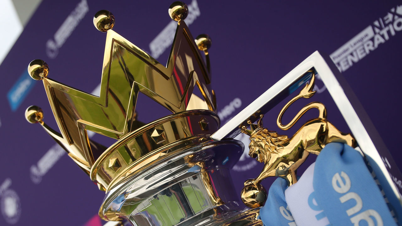SILEBY, ENGLAND - JULY 27: A general view of the Premier League Trophy during the Nottingham Forest v Stellenbosch FC - Next Gen Cup 2022 match at Leicester City Training Ground on July 27, 2022 in Sileby, England.