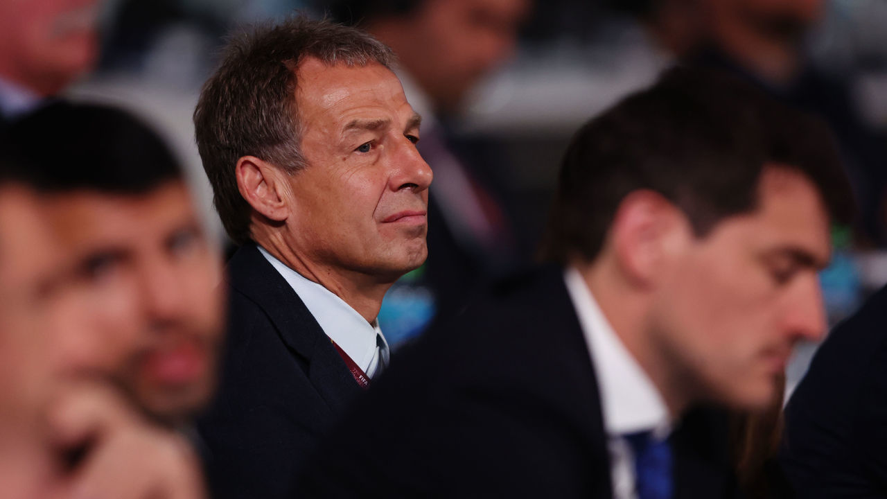 DOHA, QATAR - MARCH 31: Former professional footballer and manager, Juergen Klinsmann watches on as he attends the 72nd FIFA Congress at the Doha Exhibition and Convention Center on March 31, 2022 in Doha, Qatar.