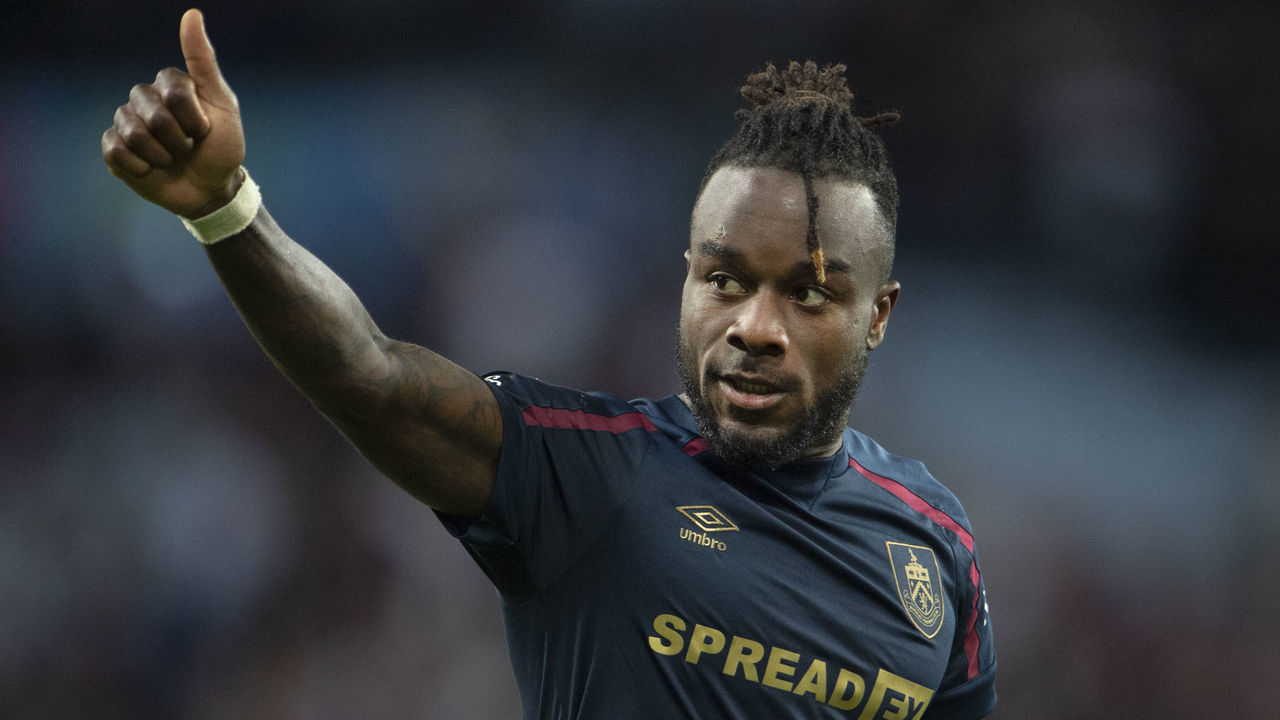 BIRMINGHAM, ENGLAND - MAY 19: Maxwel Cornet of Burnley waves to fans following the Premier League match between Aston Villa and Burnley at Villa Park on May 19, 2022 in Birmingham, England.