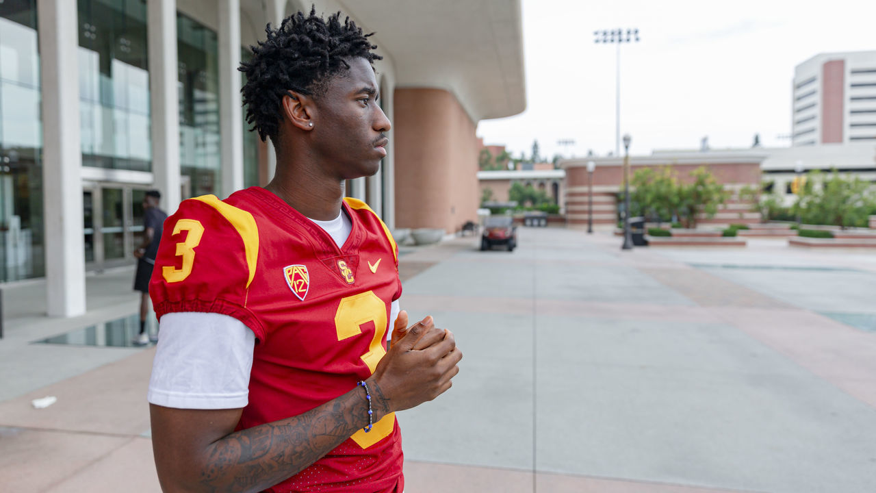 Los Angeles, CA - August 04: USC wide receiver Jordan Addison stands for a portrait before media day at University of Southern California on Thursday, Aug. 4, 2022 in Los Angeles, CA. (Wesley Lapointe / Los Angeles Times via Getty Images)